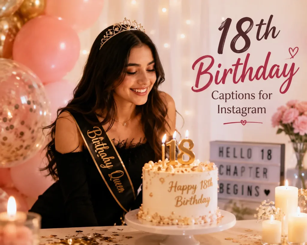 18th Birthday Captions for Instagram with birthday cake and celebration