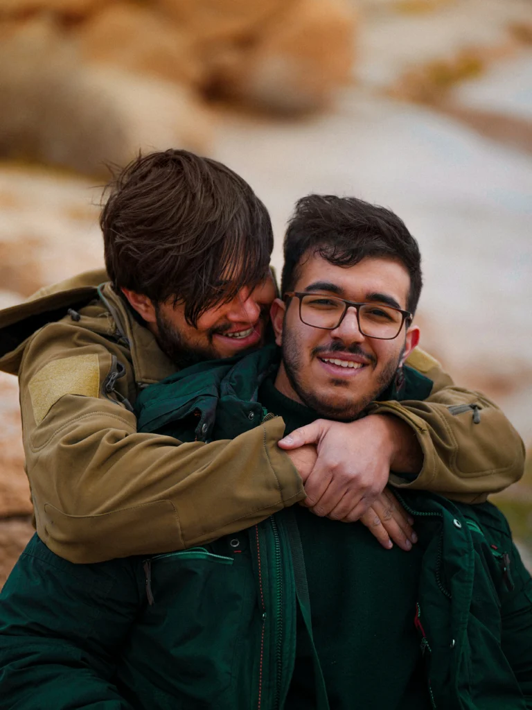 Brother bonding moment with a confident attitude caption for an Instagram travel photo