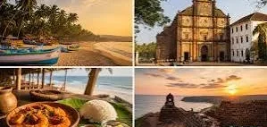 Goa Captions Instagram for a colorful travel collage featuring beaches, sightseeing, food, and Goa memories