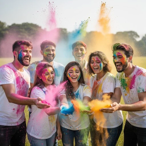 Holi Captions Instagram for friends celebrating with colourful gulal