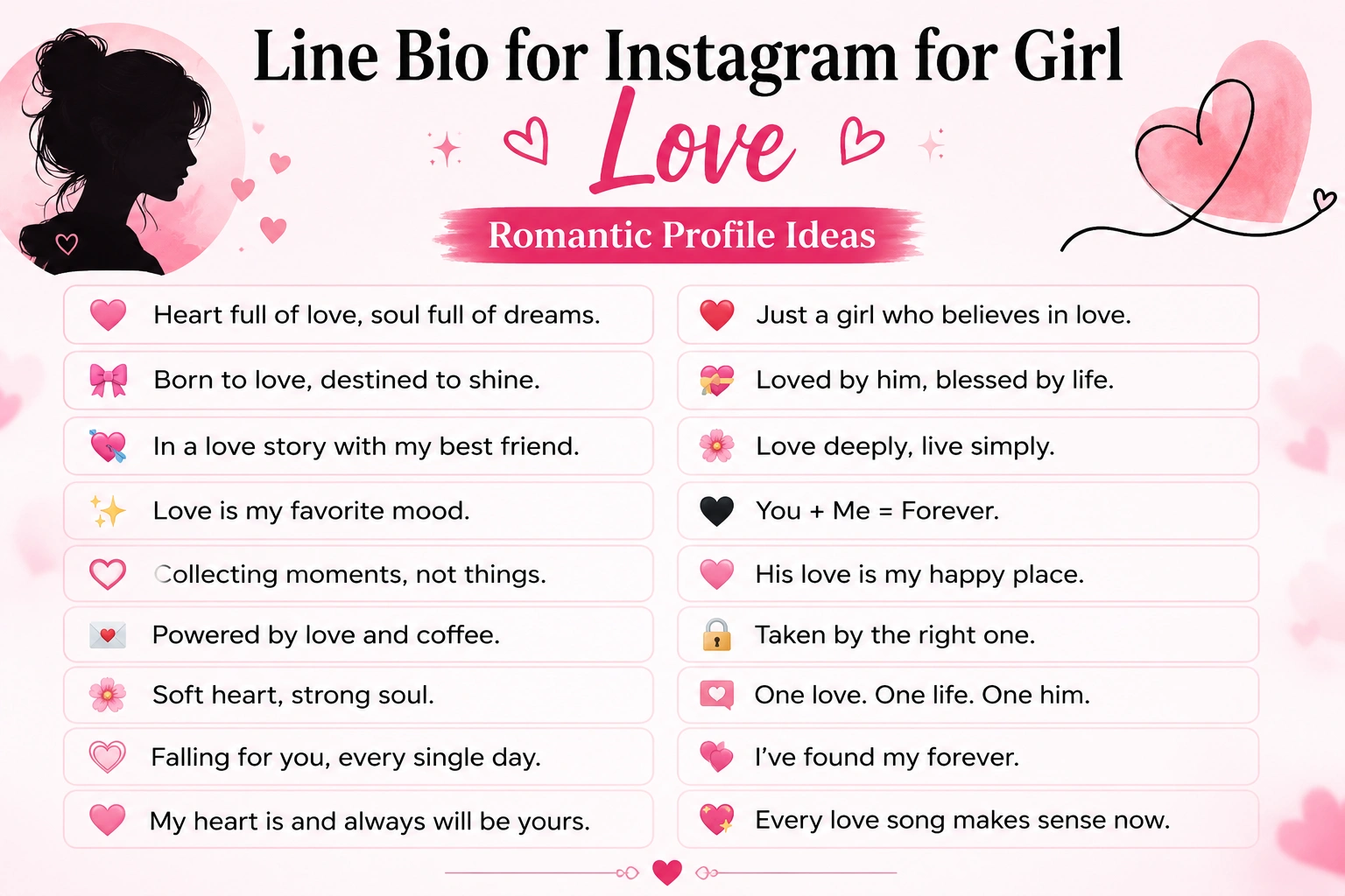 Line Bio for Instagram for Girl Love with romantic profile ideas