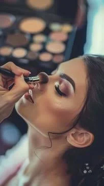 Makeup Artist Captions for Instagram displayed with a professional makeup artist creating a glamorous client look