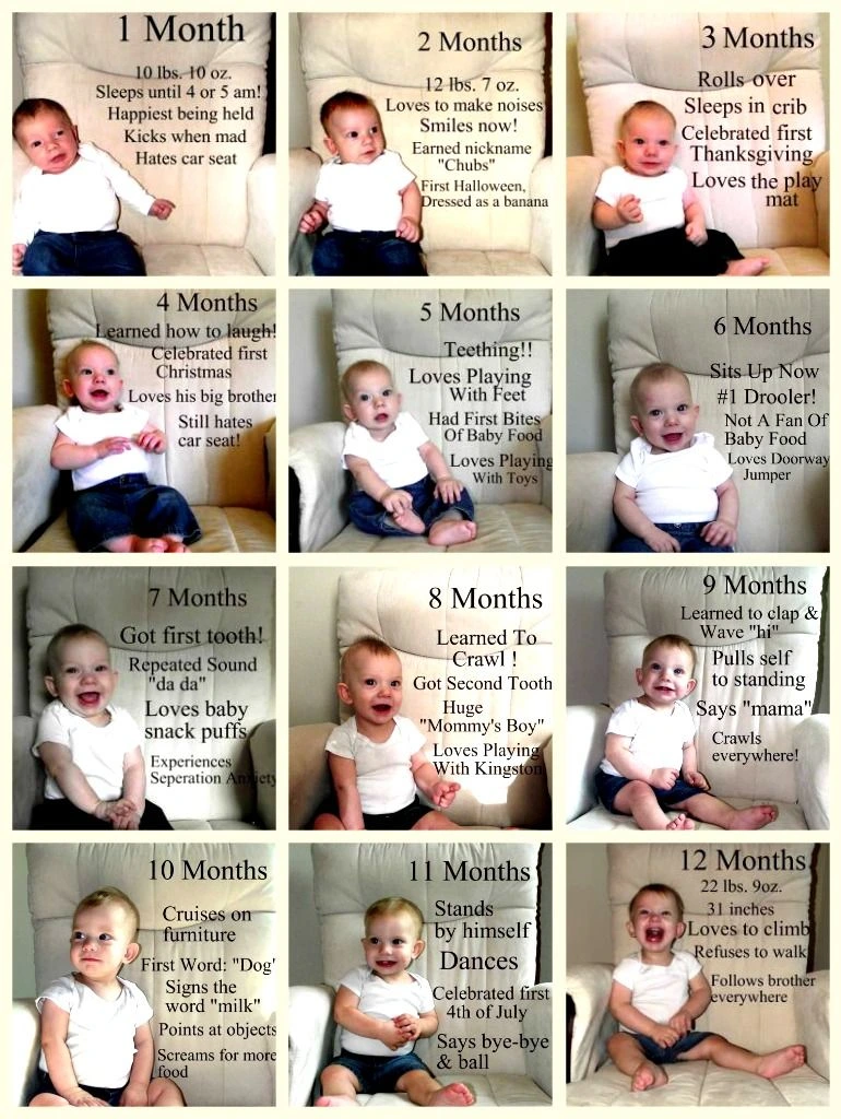 Months Old Baby Captions For Instagram showing baby growth from newborn to one year
