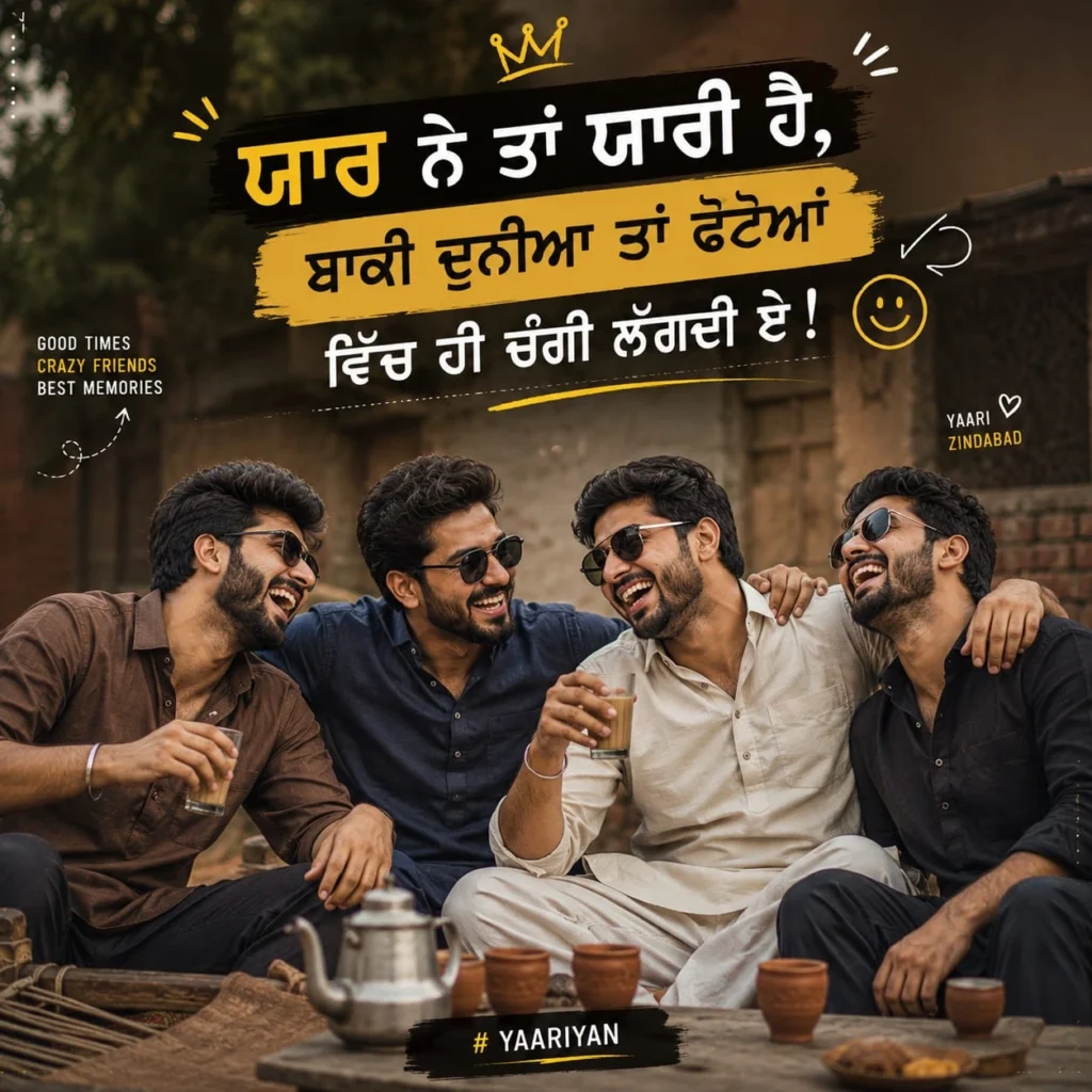 Punjabi captions for Instagram for friends enjoying a candid group moment