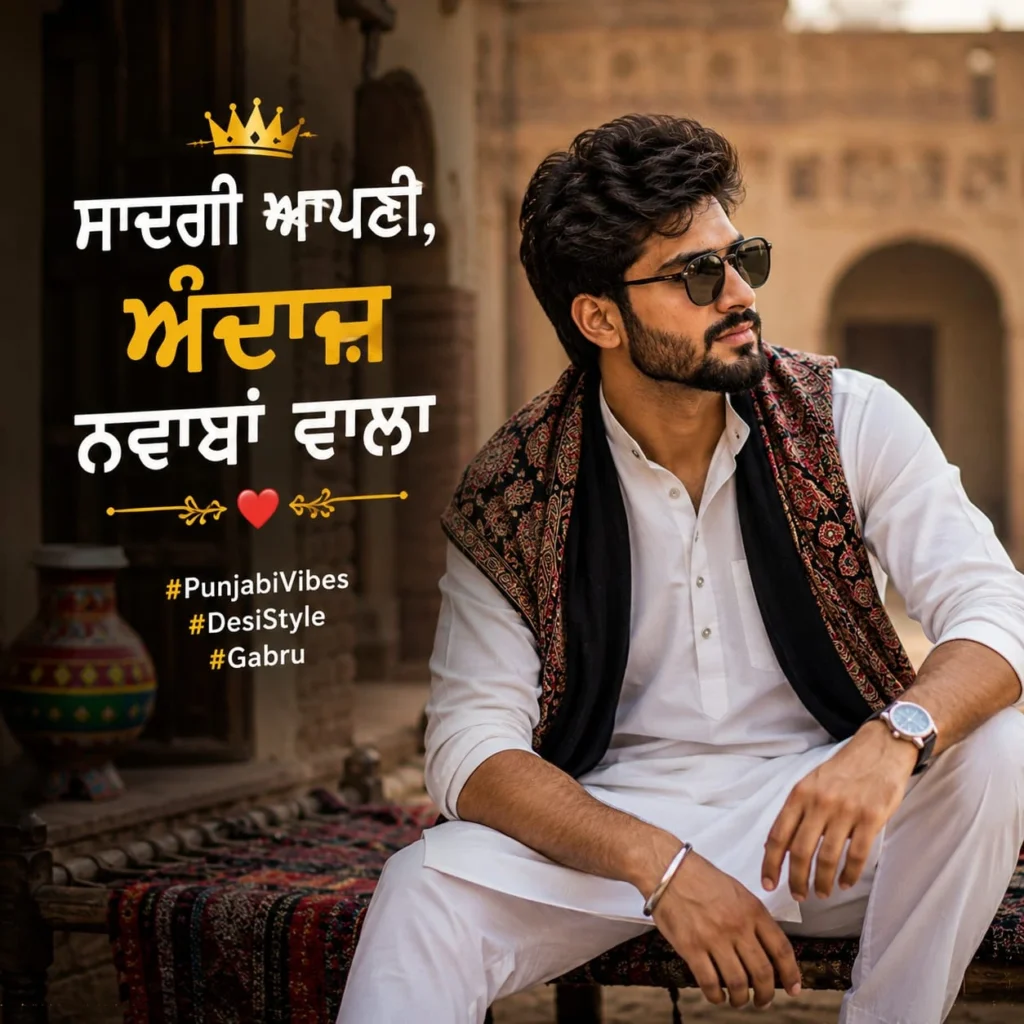 Instagram user selecting Punjabi captions for Instagram for a traditional and stylish desi photo