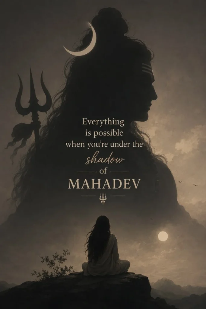 Powerful Caption For Mahadev with peaceful Shiva meditation scene