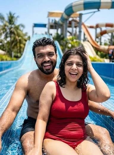 Caption For Water Park for couples enjoying a fun water park date