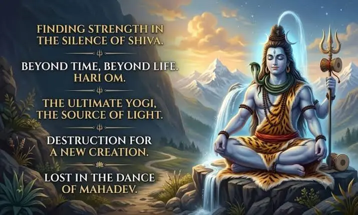 Mahadev Captions Instagram with a peaceful devotional Shiva theme
