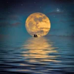 : Moon Captions Instagram with a beautiful glowing moon over a peaceful night sky