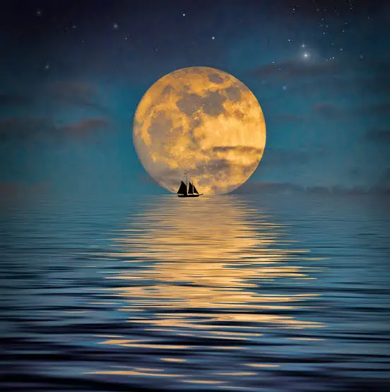 : Moon Captions Instagram with a beautiful glowing moon over a peaceful night sky