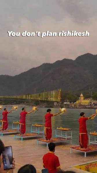 Spiritual Rishikesh Trip Captions For Instagram during Ganga Aarti