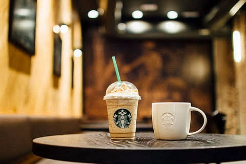 Short Starbucks Captions For Instagram with a minimalist coffee photo
