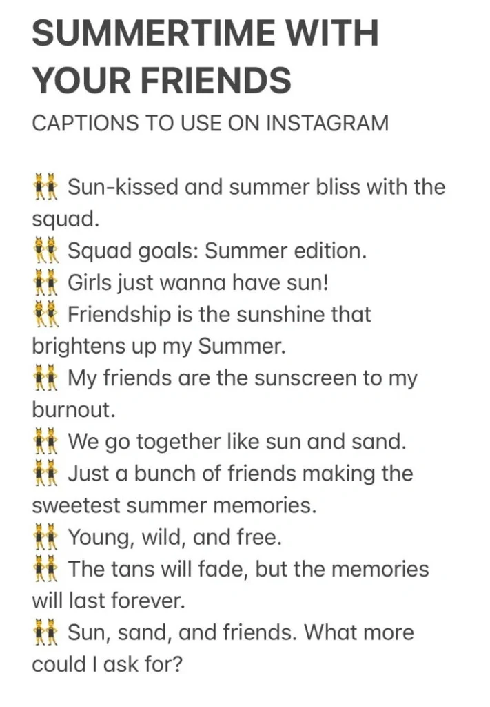Summer Instagram Captions for selfies, photo dumps and sunny memories