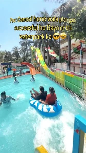 Funny and adventurous caption for water park and water slide photos